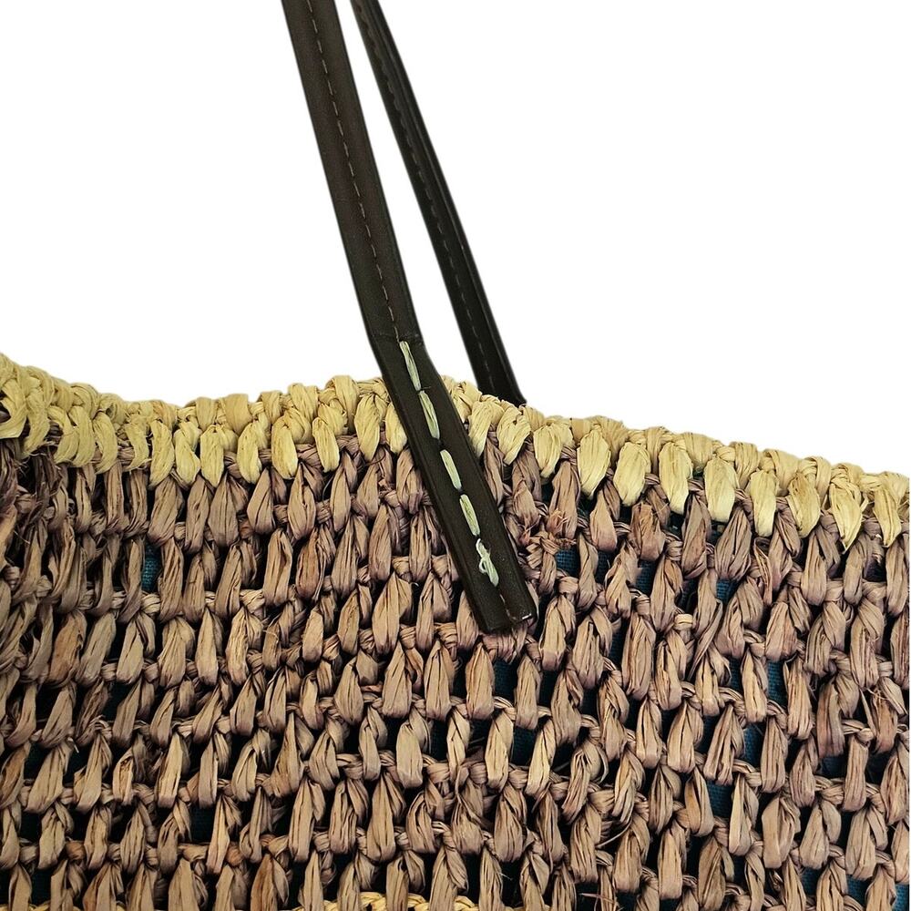 Michael Stars Multicolor Striped Raffia Straw Summer Beach Cottagecore Tote Bag - Picture 4 of 7